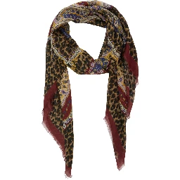 Aida multicolor Scarf with logo lettering and all-over print in modal and cashmere for women