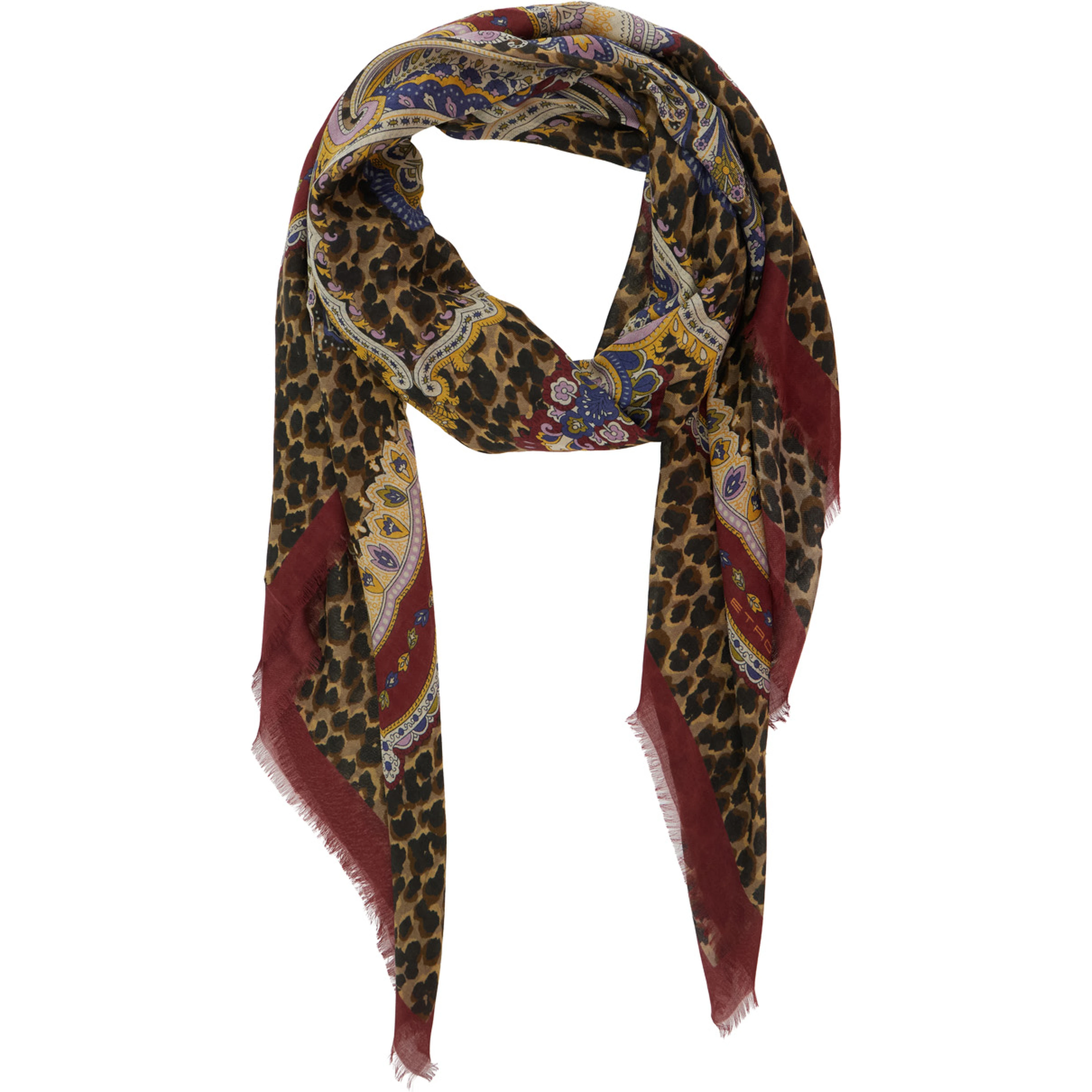 Aida multicolor Scarf with logo lettering and all-over print in modal and cashmere for women