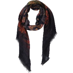 Aida multicolor Scarf with logo lettering and all-over print in modal and cashmere for women