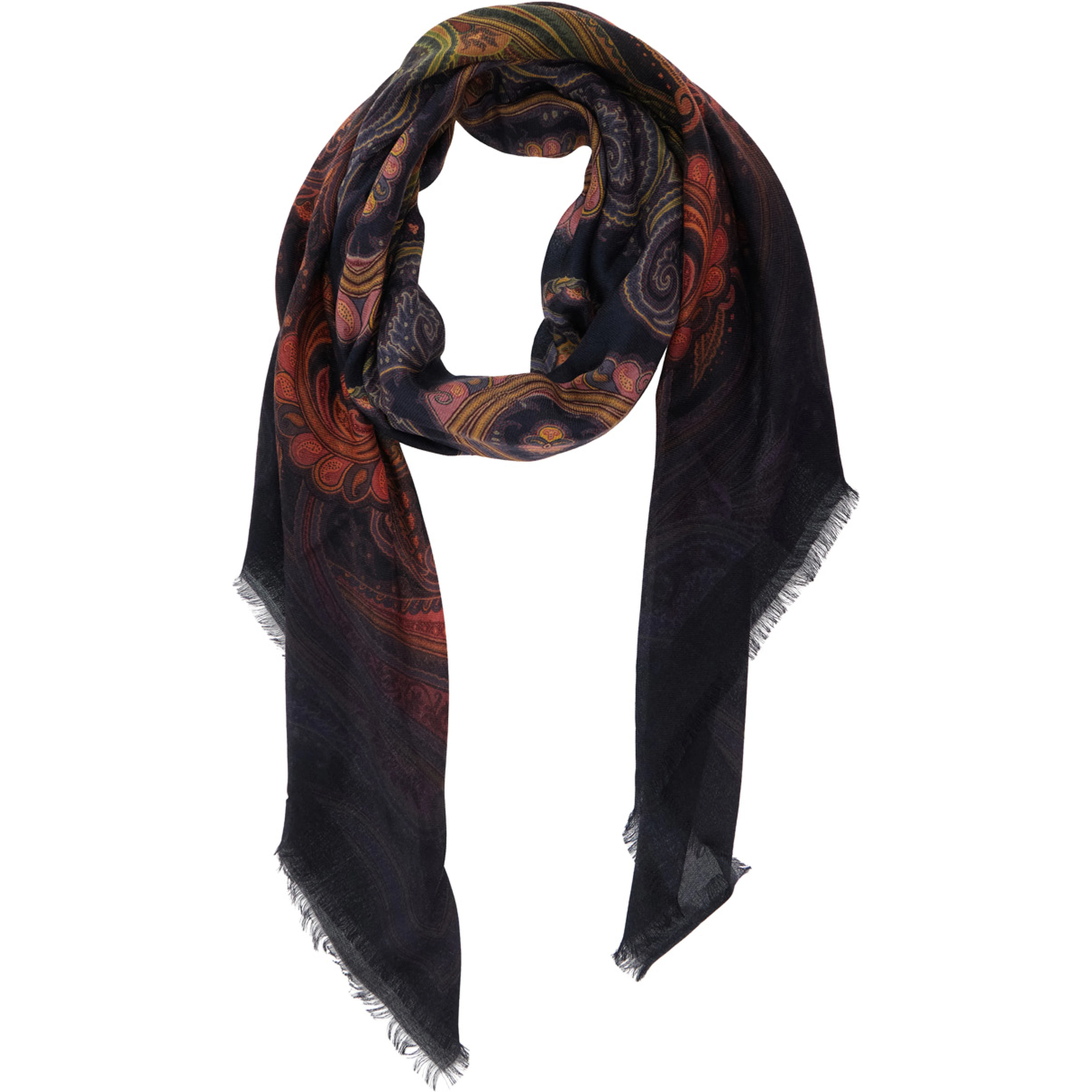 Aida multicolor Scarf with logo lettering and all-over print in modal and cashmere for women