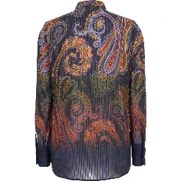 Multicolor Shirt with classic collar and paisley motif all-over in tech fabric for women