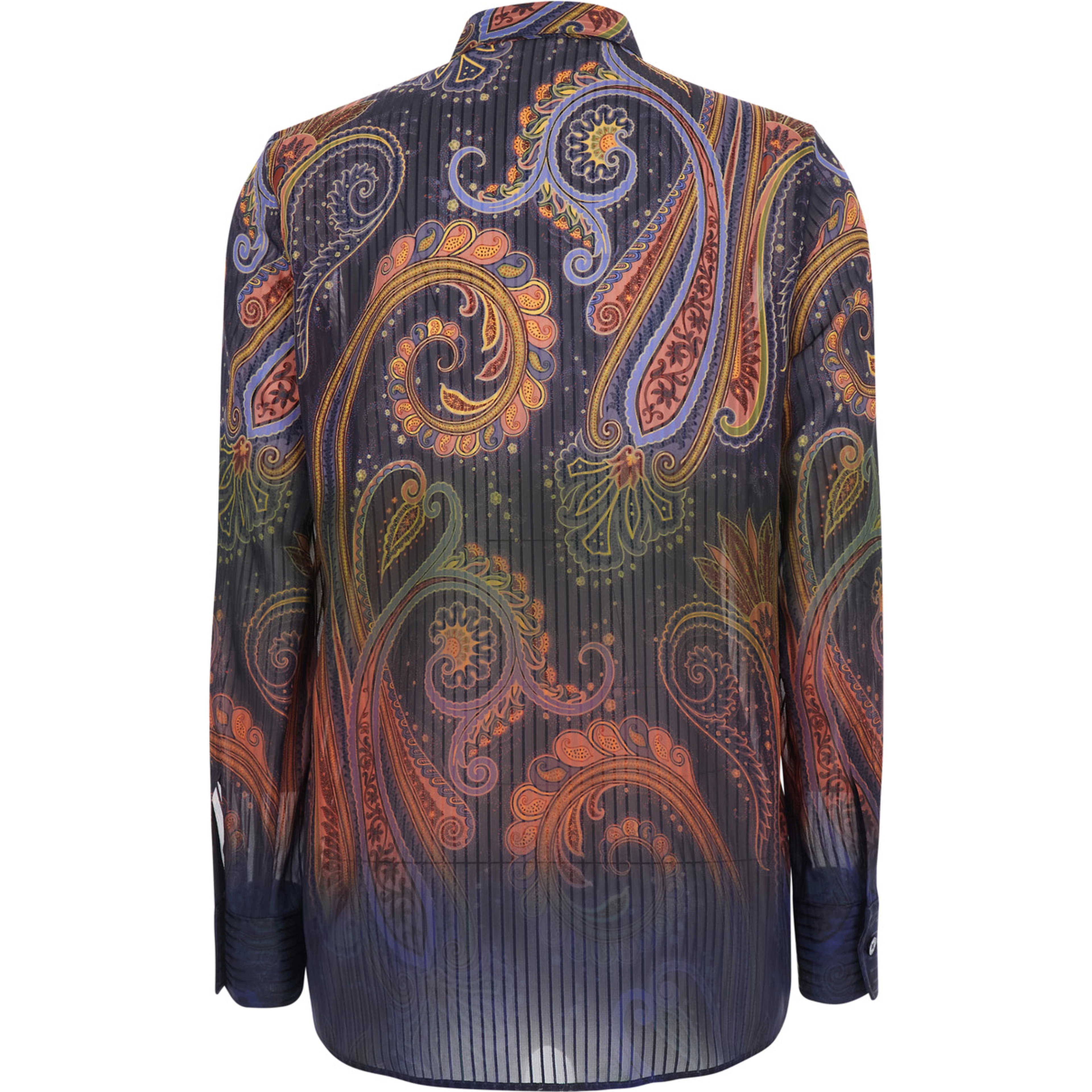 Multicolor Shirt with classic collar and paisley motif all-over in tech fabric for women