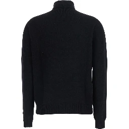 High-neck top in Tech Fabric with long sleeves in black for women