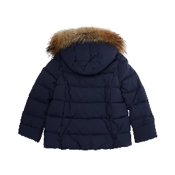 Blue Jacket with hood and removable fur in Tech Fabric Girl