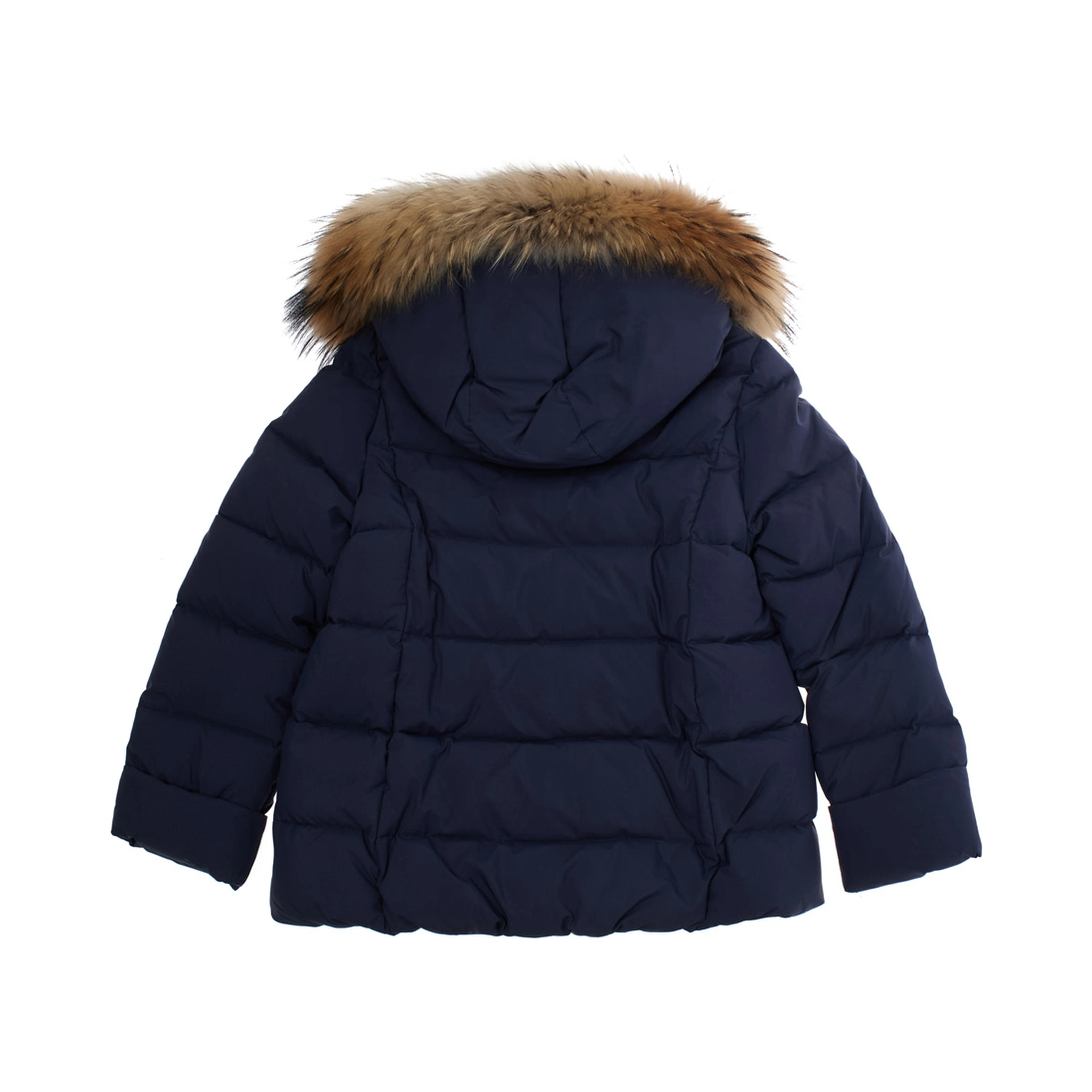 Blue Jacket with hood and removable fur in Tech Fabric Girl