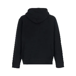 Black Hooded Sweatshirt with Drawstring and Pony on the Front in  Cotton Blend for Men