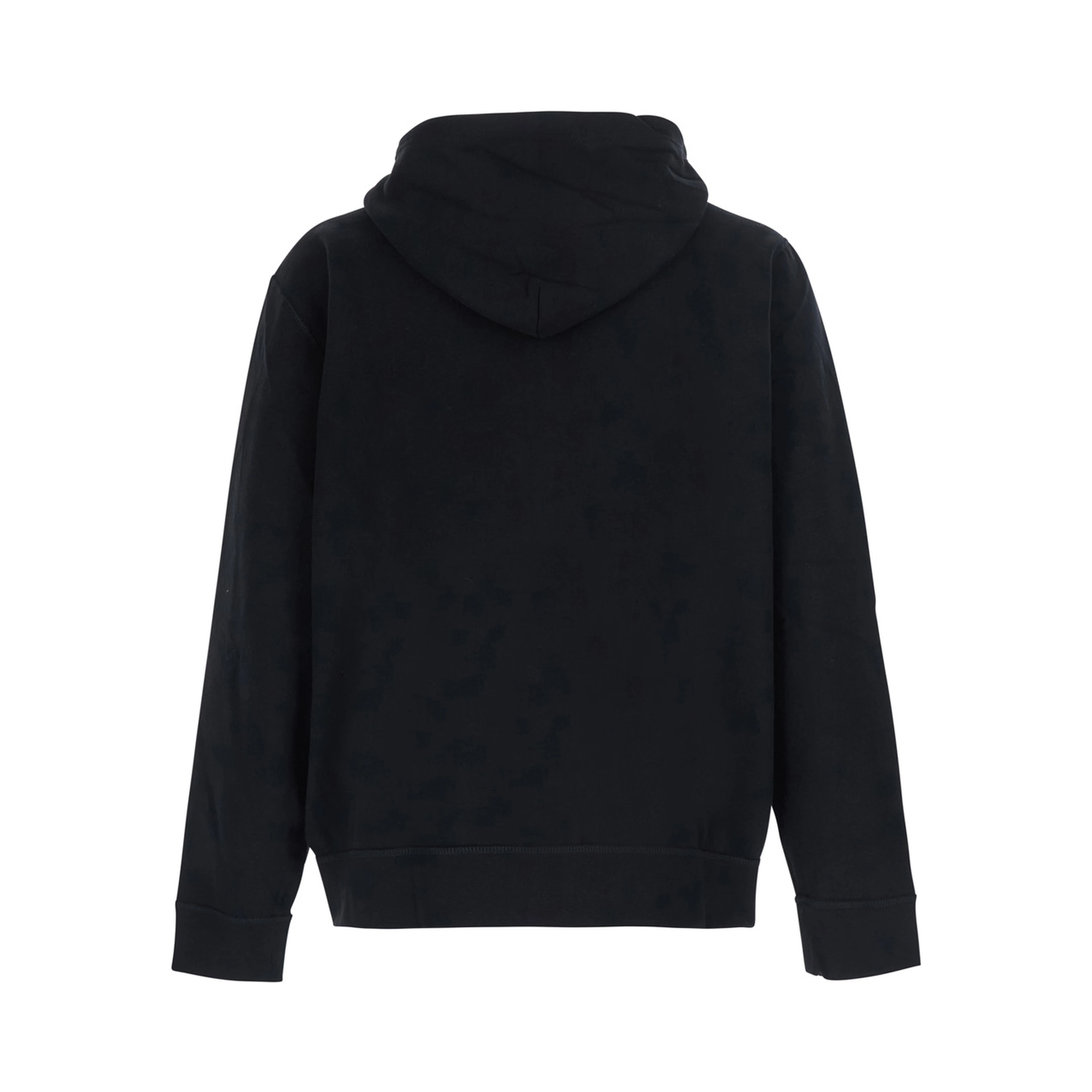 Black Hooded Sweatshirt with Drawstring and Pony on the Front in  Cotton Blend for Men