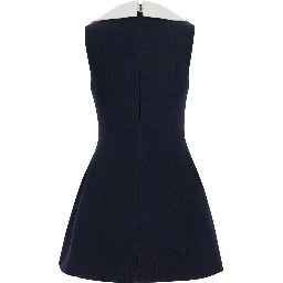 blue Sleeveless dress with flared skirt in wool for women