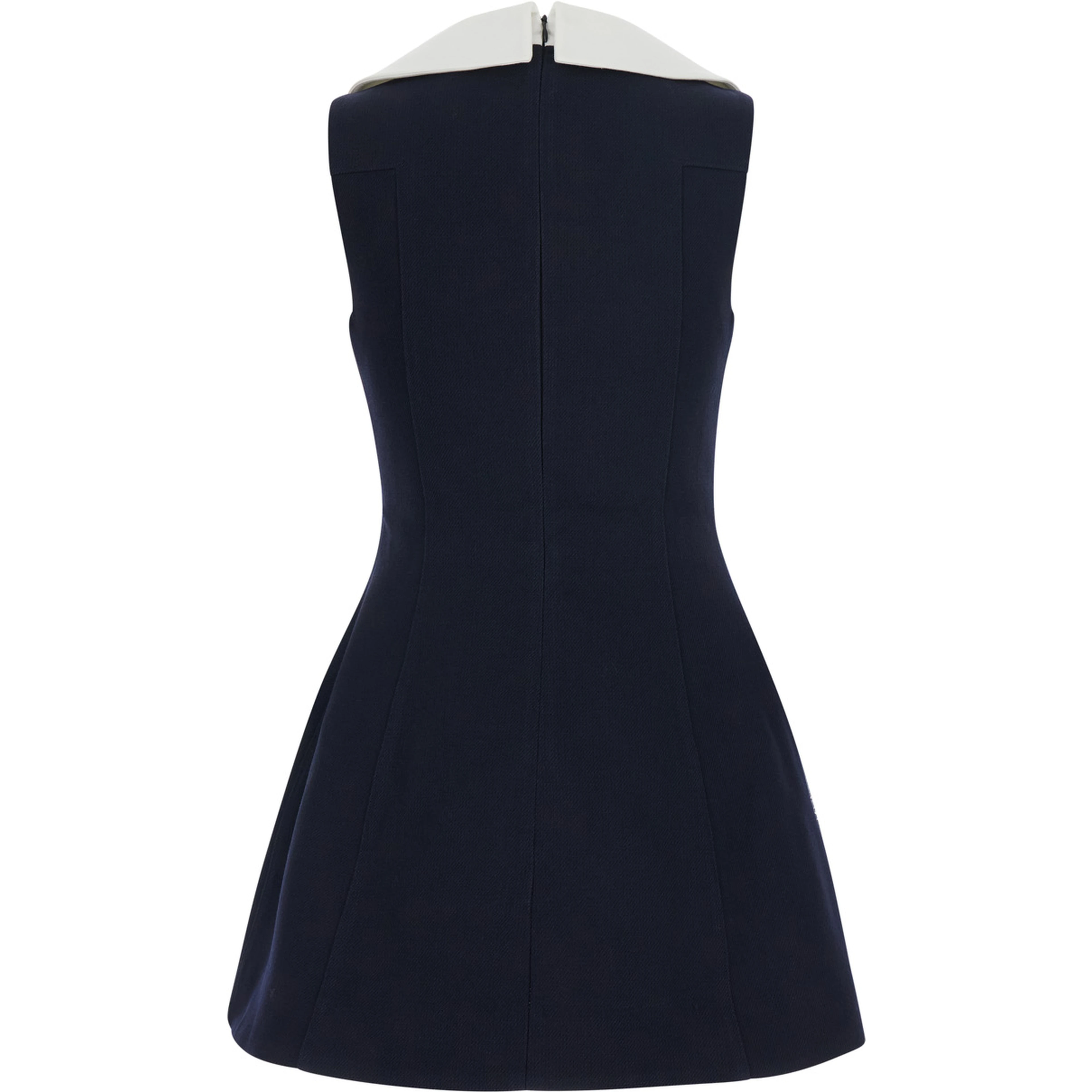 blue Sleeveless dress with flared skirt in wool for women