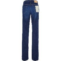 Blue jeans with pockets and zip closure in cotton for women