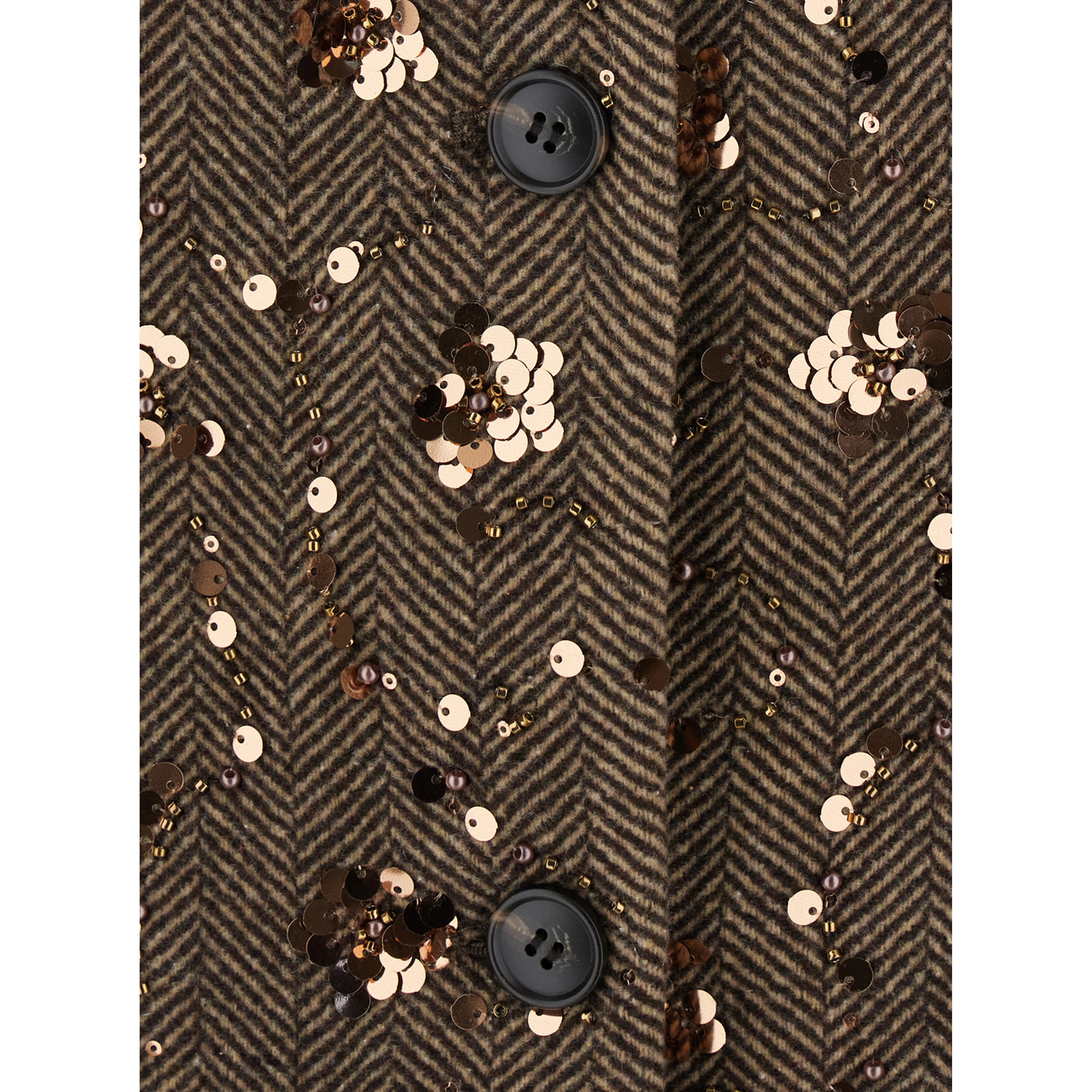 brown Coat with Notched revers and all-over sequins in fabric and wool for women