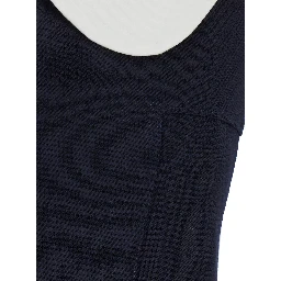blue Sleeveless dress with flared skirt in wool for women