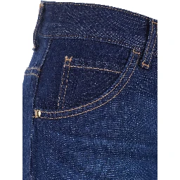 Blue jeans with pockets and zip closure in cotton for women