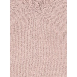 V NECK 12GG Sweater with V-neck and long sleeves in pink cashmere for women