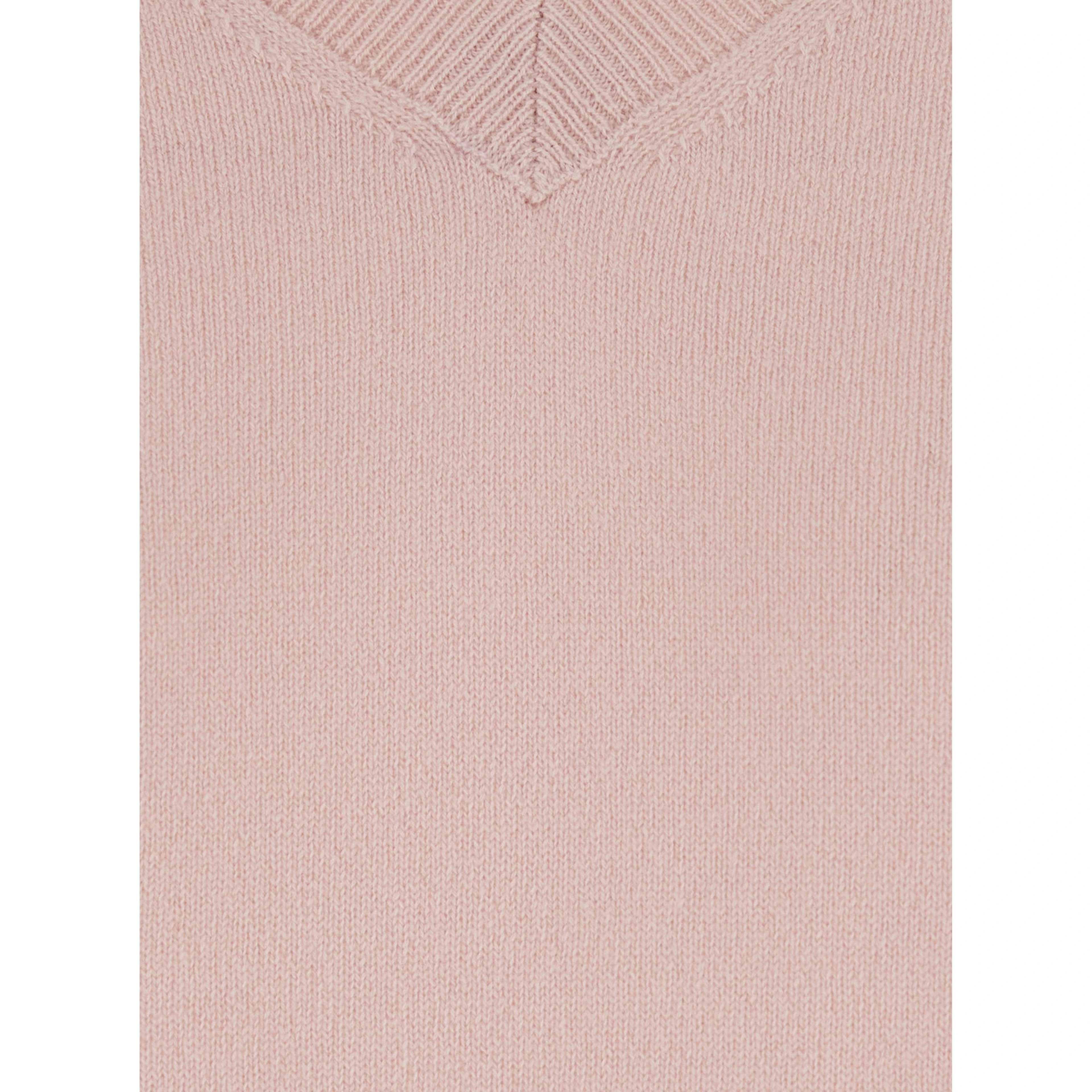 V NECK 12GG Sweater with V-neck and long sleeves in pink cashmere for women