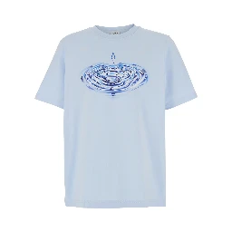 Light-Blue T-Shirt with Front Logo in Cotton for Men
