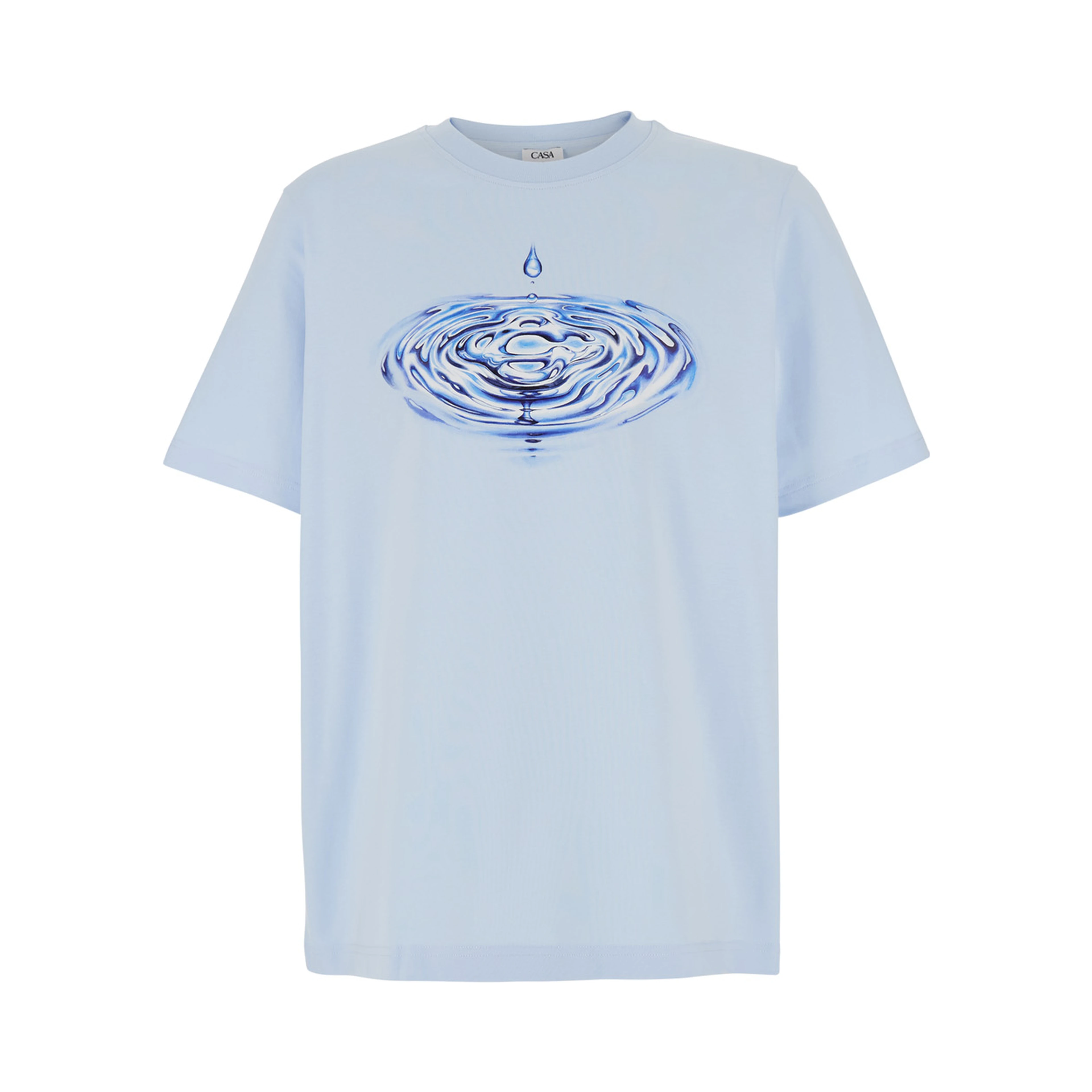 Light-Blue T-Shirt with Front Logo in Cotton for Men