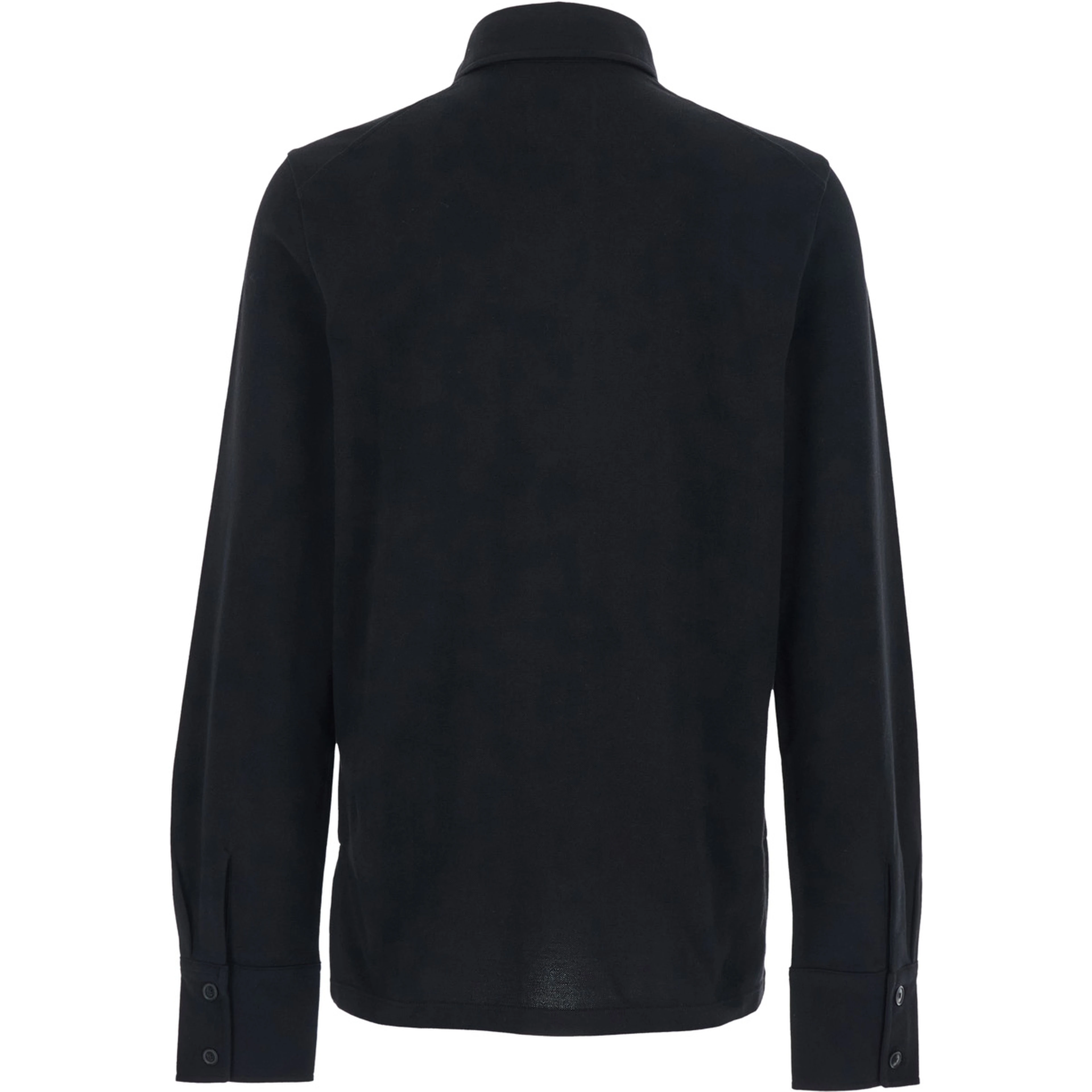 Black Long Sleeve Polo with Tone-on-Tone Orb in Cotton for Men
