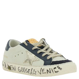 May White Sneaker Low Top with Star Patch on the Side and Logo Patch on the Tongue in Leather Boy