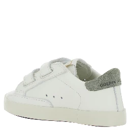 white Sneakers with side print and star patch in leather baby