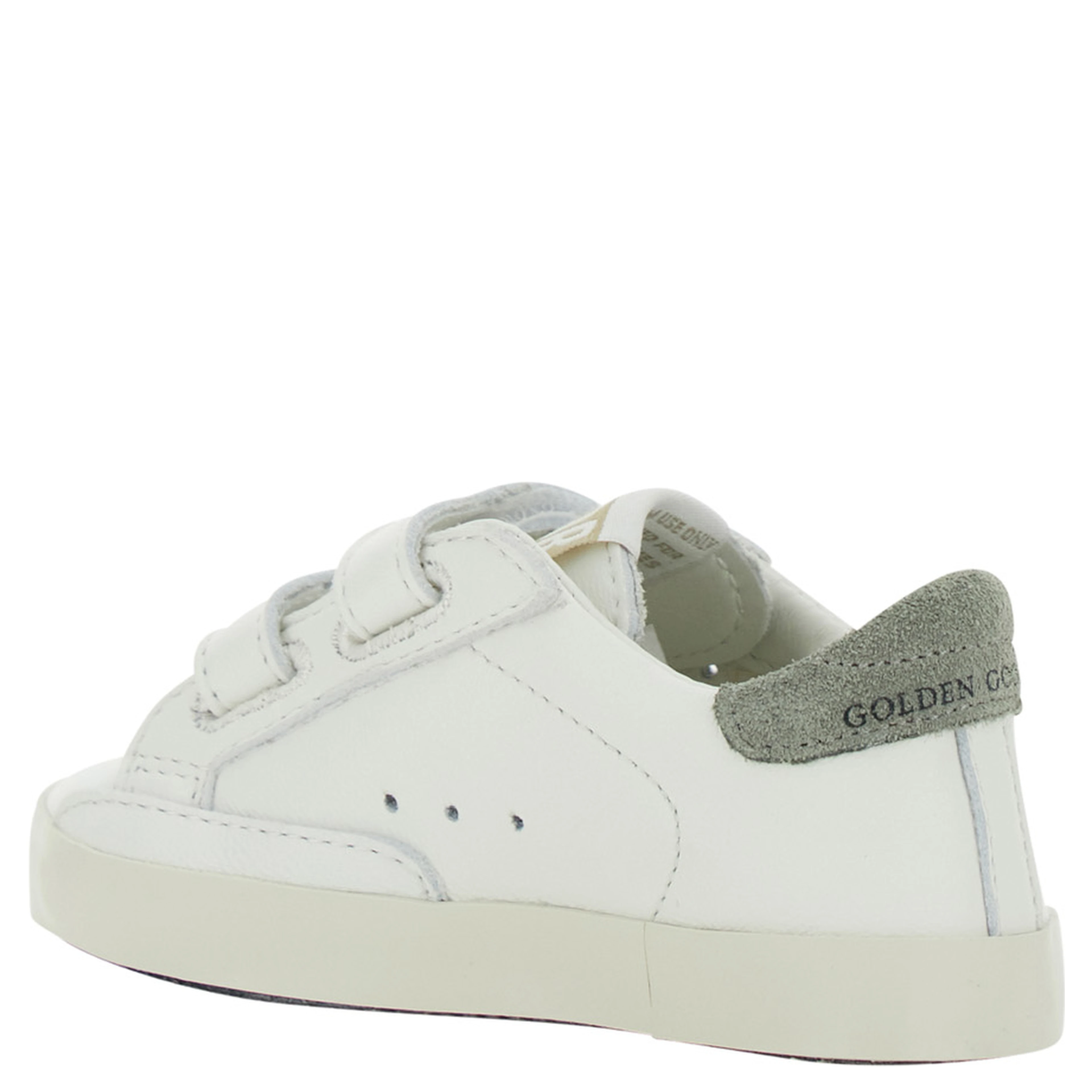 white Sneakers with side print and star patch in leather baby