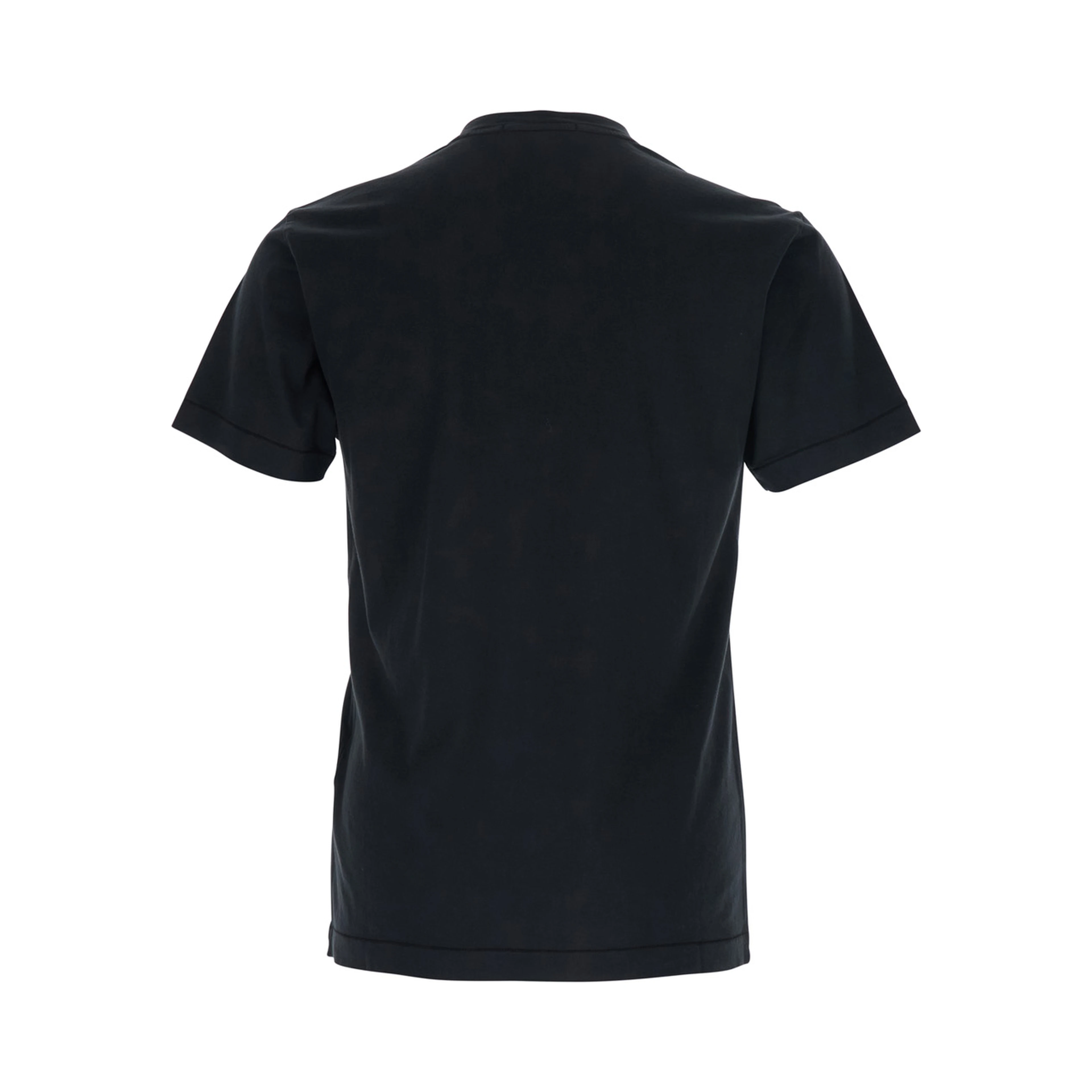 Black Crew Neck T-Shirt with Logo Patch on the Front in Cotton for Men