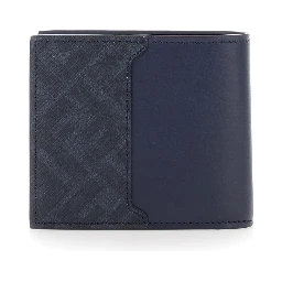 Blue Bi-Fold Wallet with FF Plate on the Front in Leather for Men