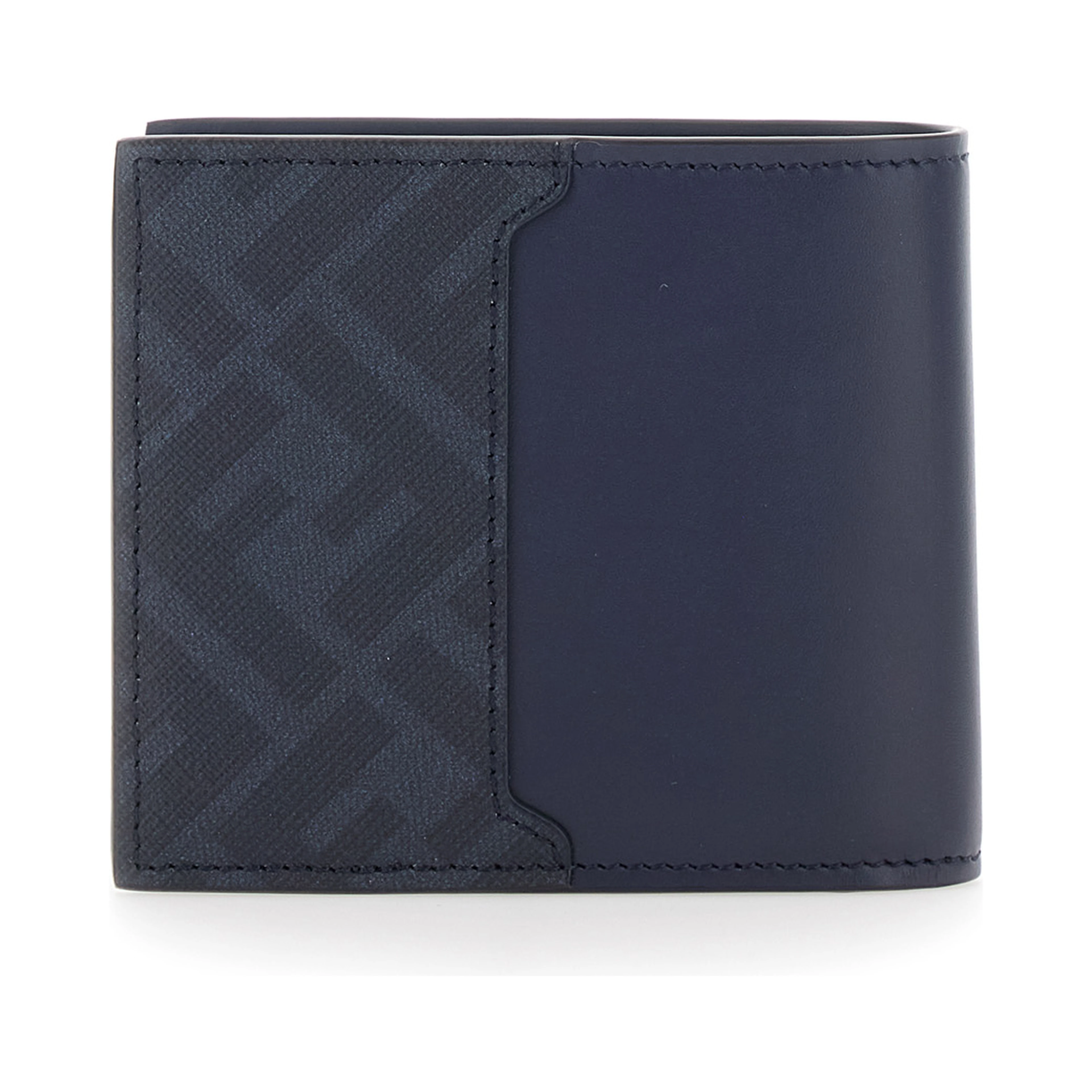 Blue Bi-Fold Wallet with FF Plate on the Front in Leather for Men