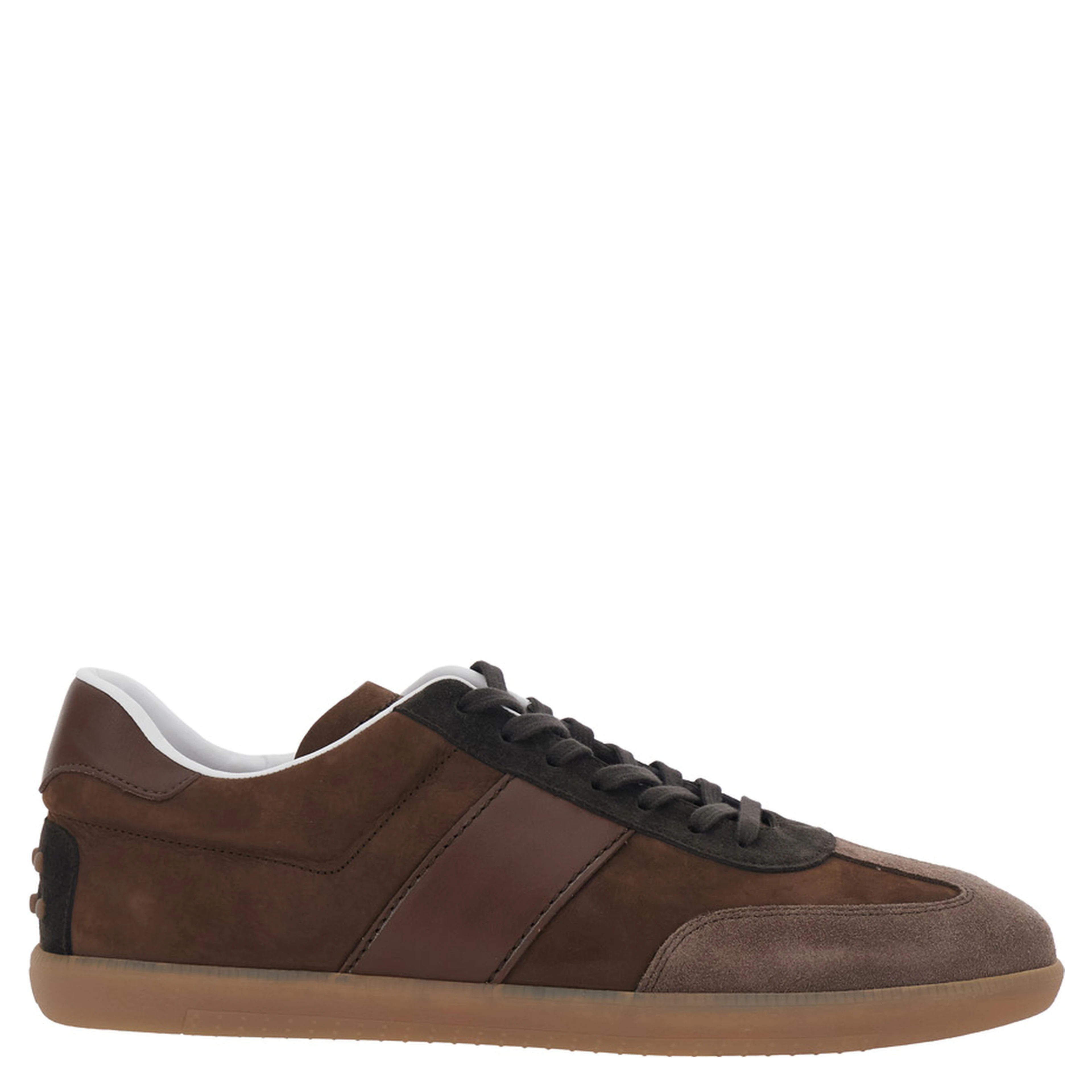 Brown Low Top Sneaker with Logo on Tongue and Inserts Design in Suede Man