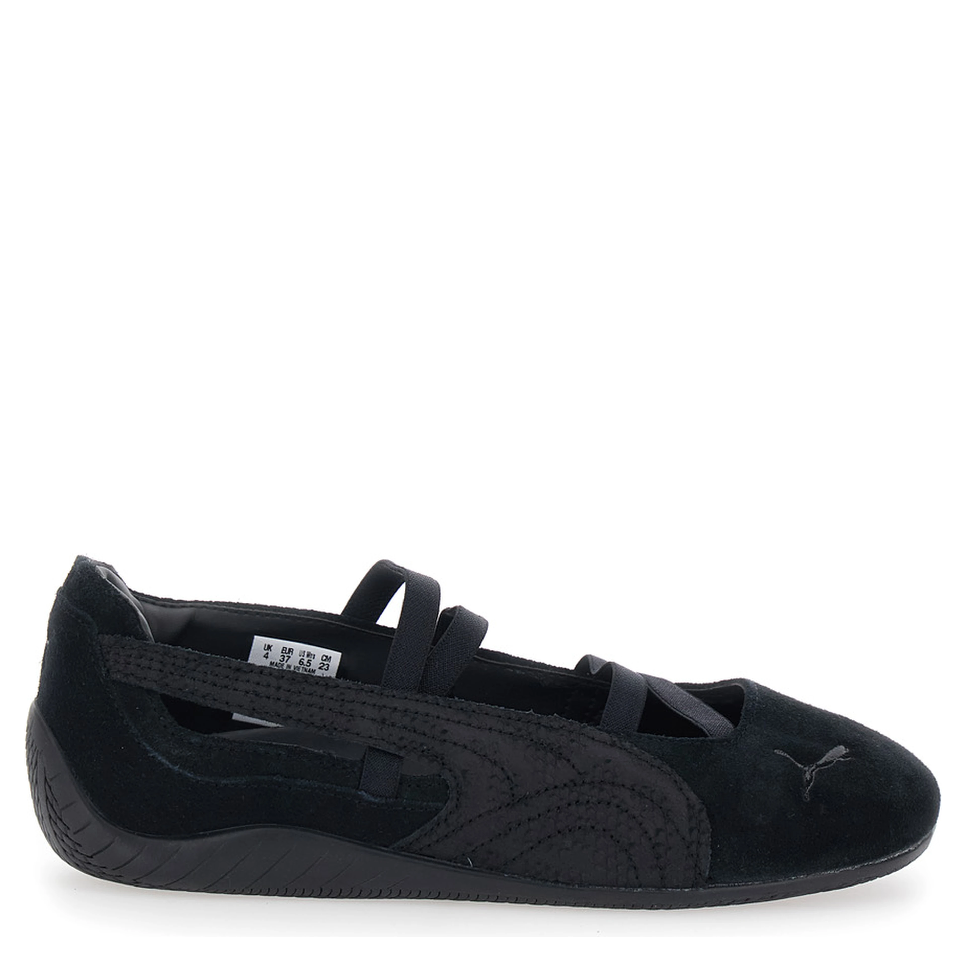 Speedcat Ballet shoes with Snake Skin Effect Print and Leather and Fabric Buckle Closure Black Unisex