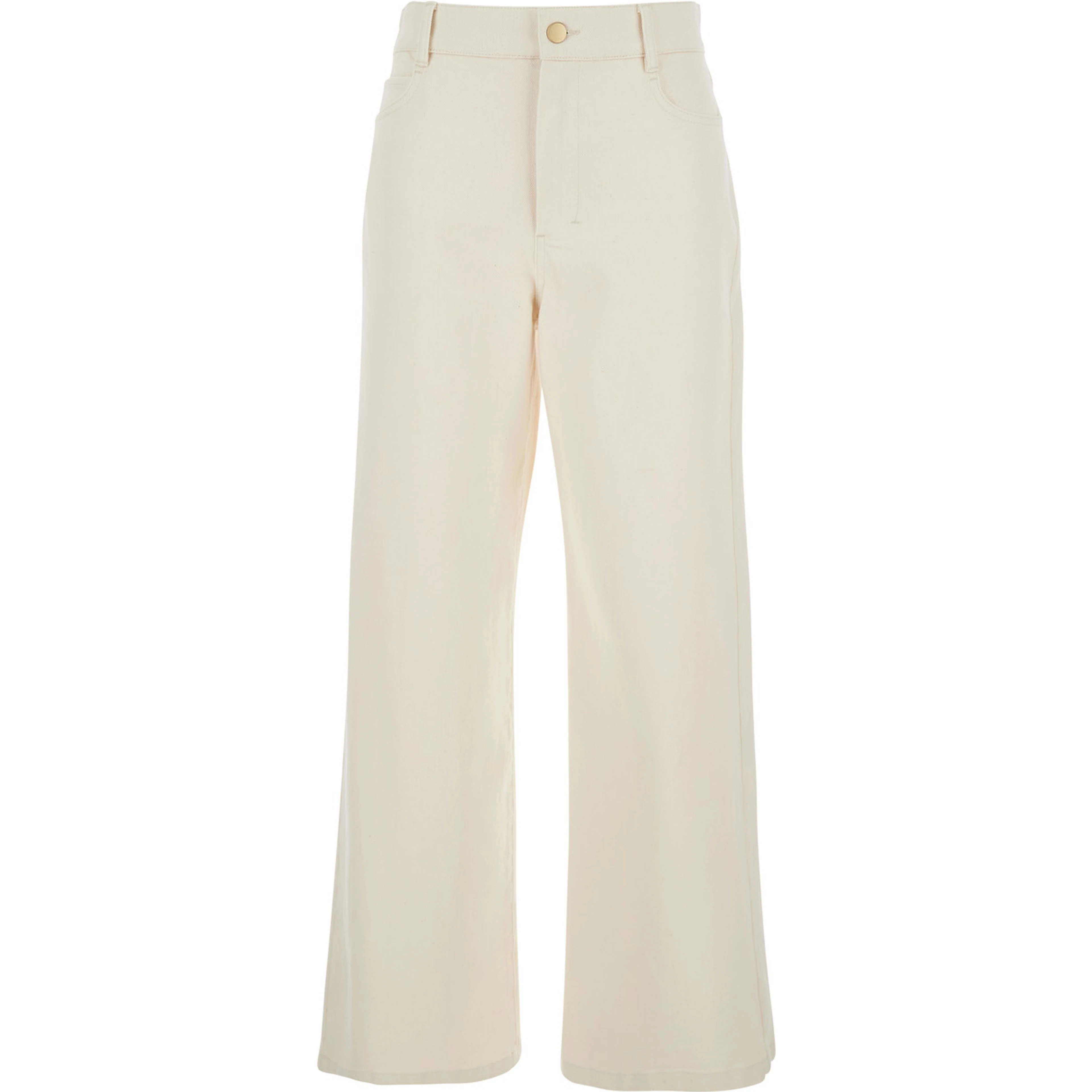 Zarina White Jeans with Belt Loops and Logo Patch on the Back in Denim for Women