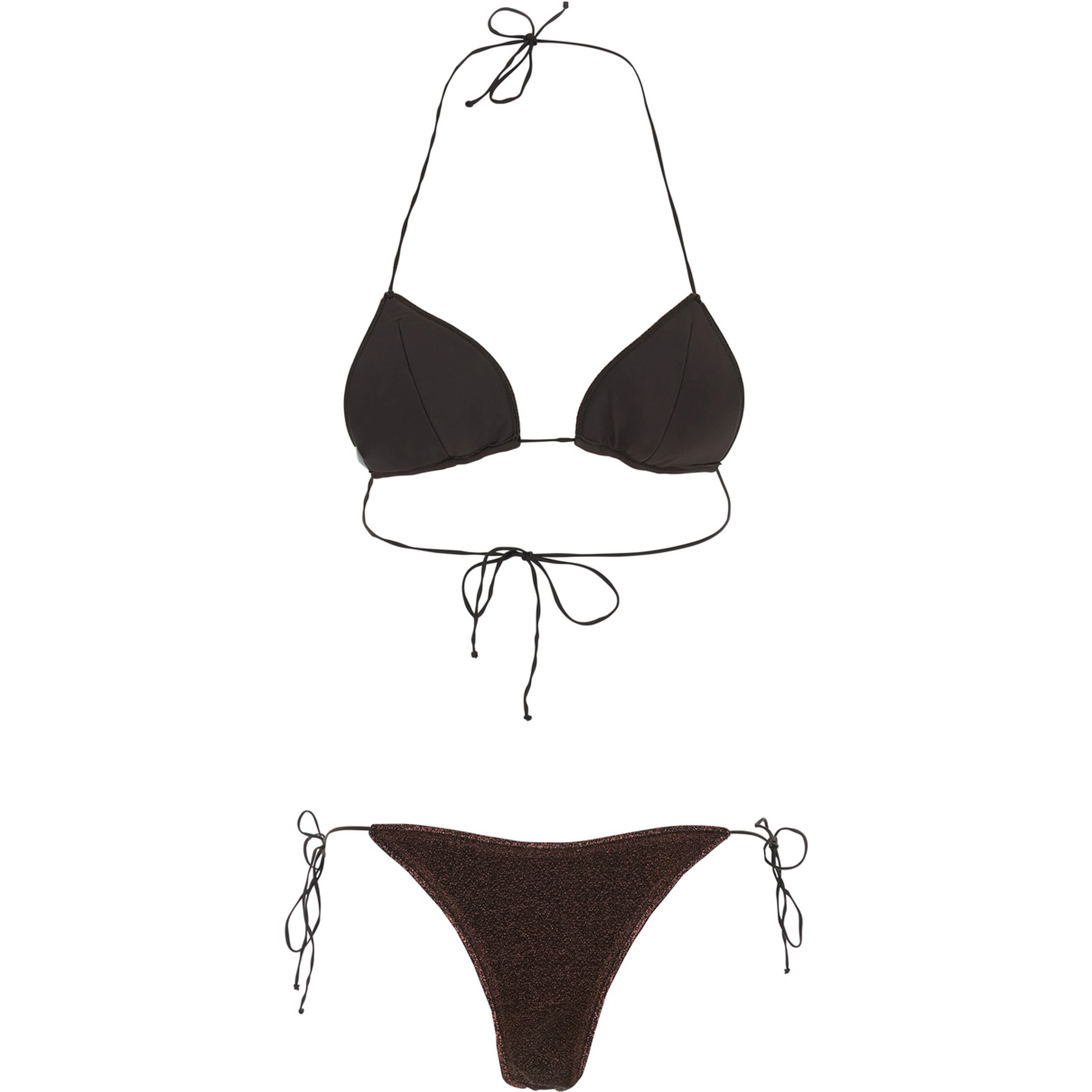Lumiere Brown Bikini with Triangle Top and Drawstring Closure in Tech Fabric for Women