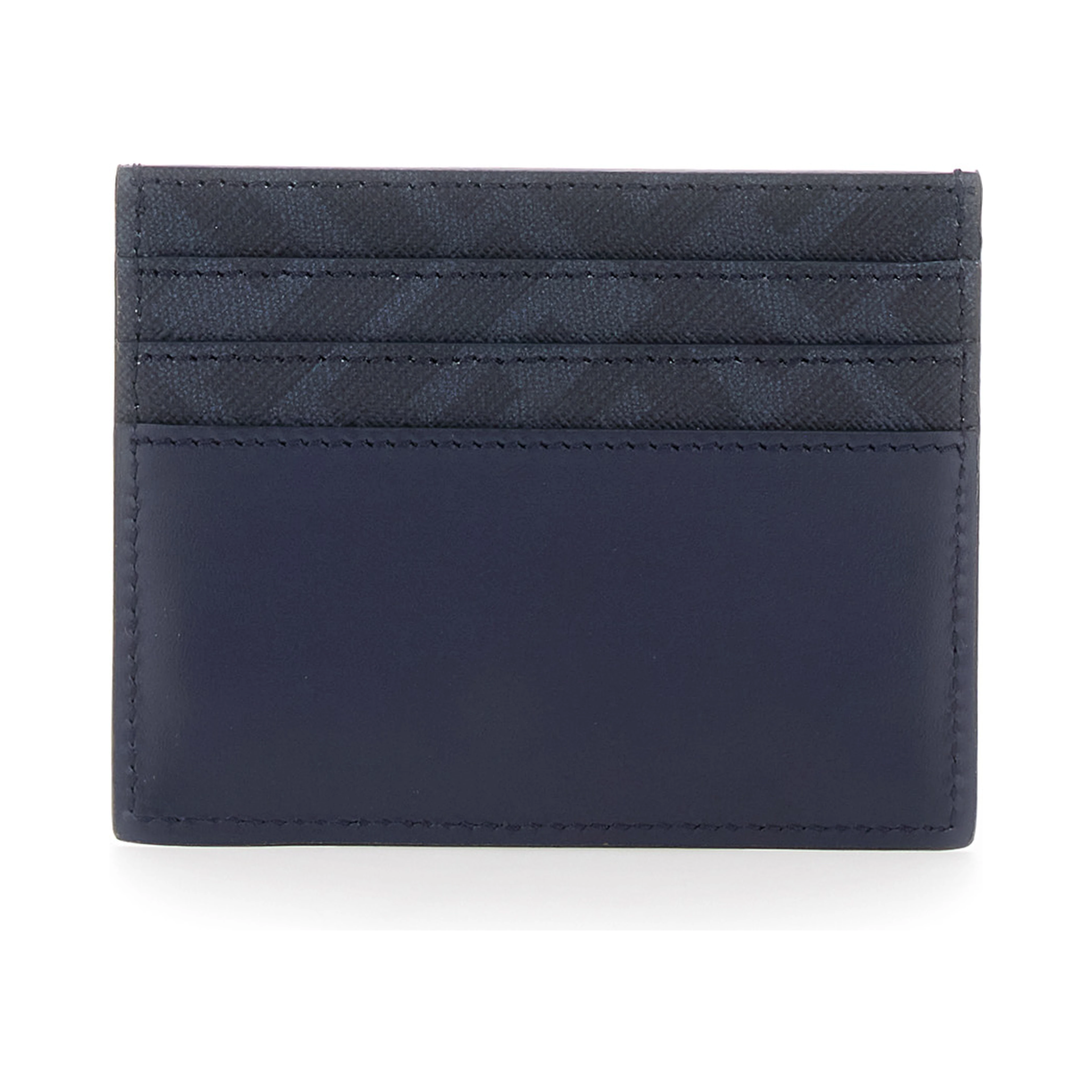 Blue Card Holder with FF Plate on the Front in Leather Man
