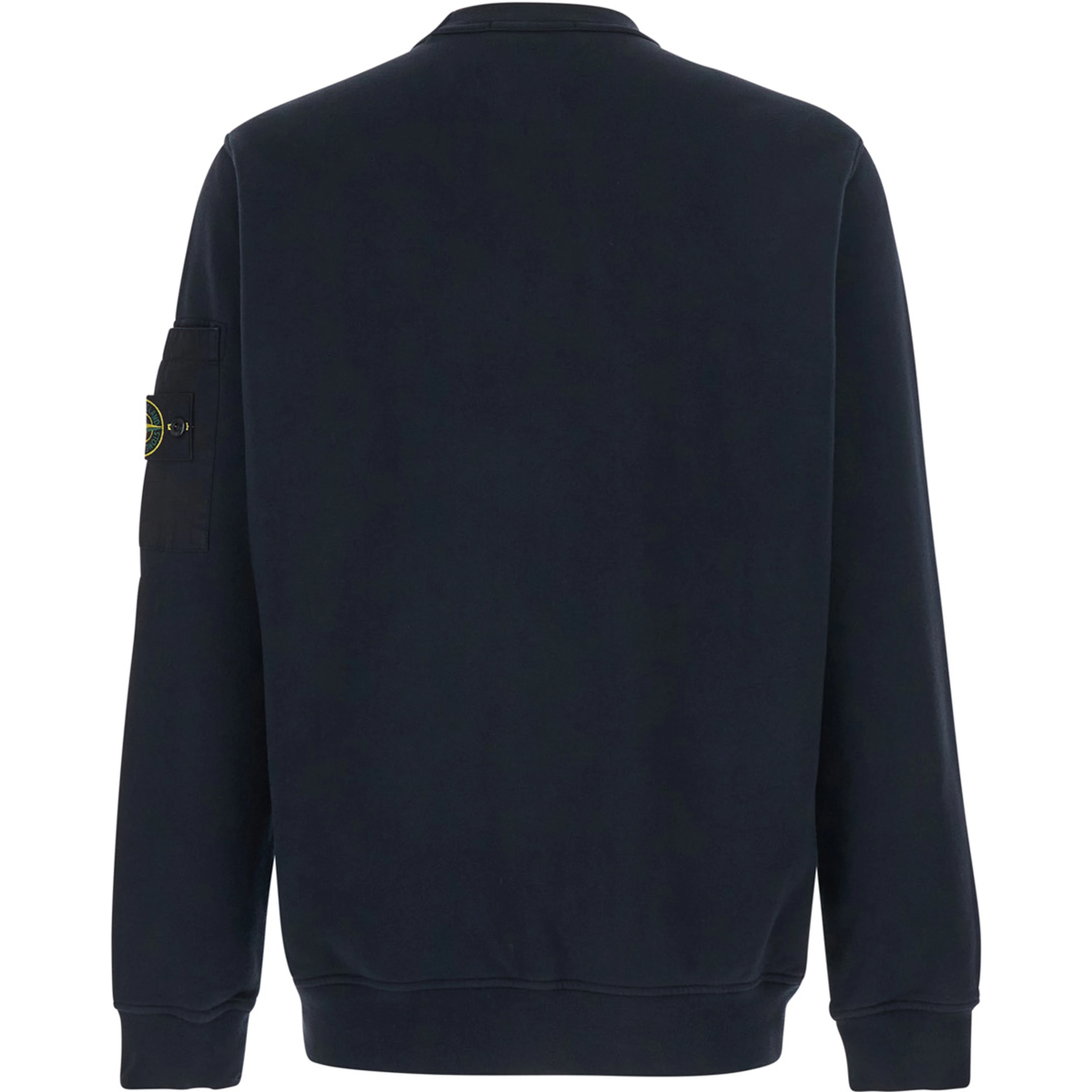 Blue Sweatshirt with Crewneck and Logo Patch on Sleeve in Cotton for Men