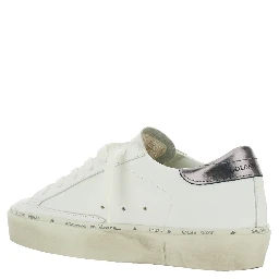 Hi Star White Low Top Sneakers with Star Patch on the Side and Logo Lettering on the Heel in Leather for Women