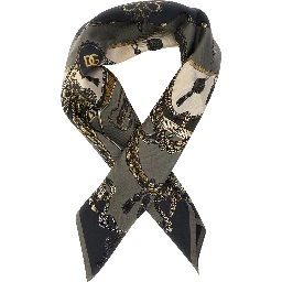 Gray Printed Scarf for In Silk for Men