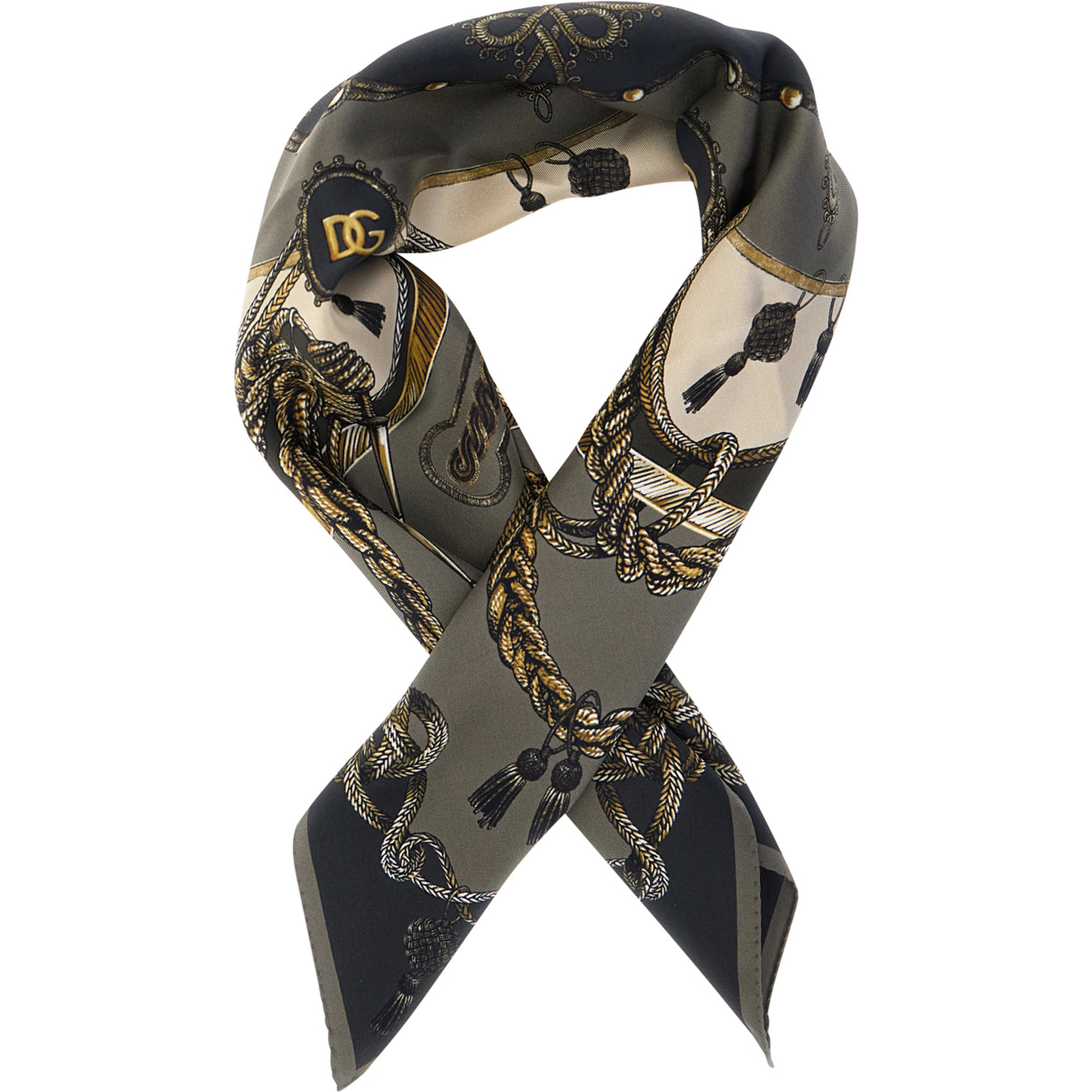 Gray Printed Scarf for In Silk for Men