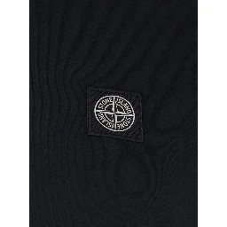 Black Crew Neck T-Shirt with Logo Patch on the Front in Cotton for Men