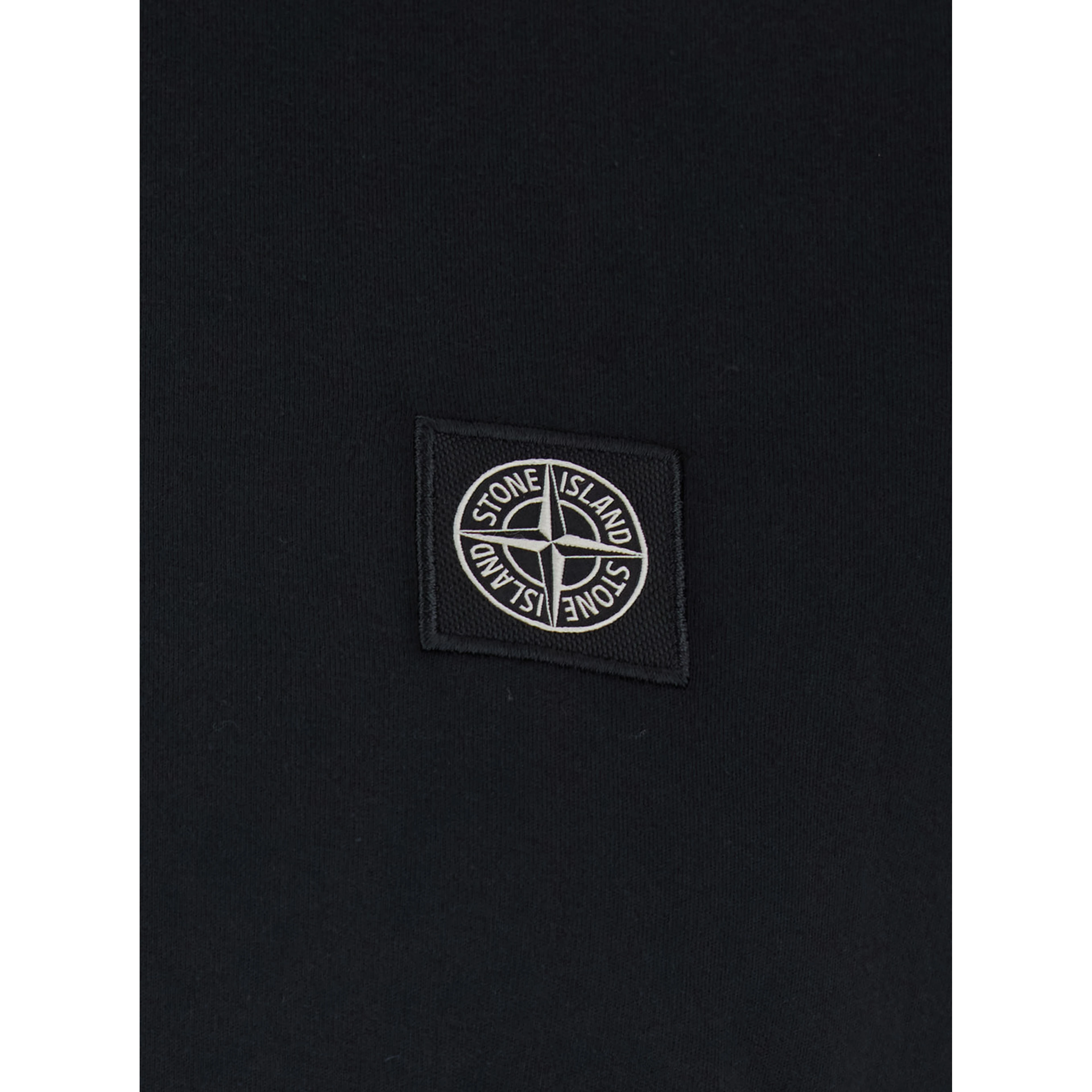 Black Crew Neck T-Shirt with Logo Patch on the Front in Cotton for Men