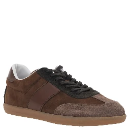 Brown Low Top Sneaker with Logo on Tongue and Inserts Design in Suede Man