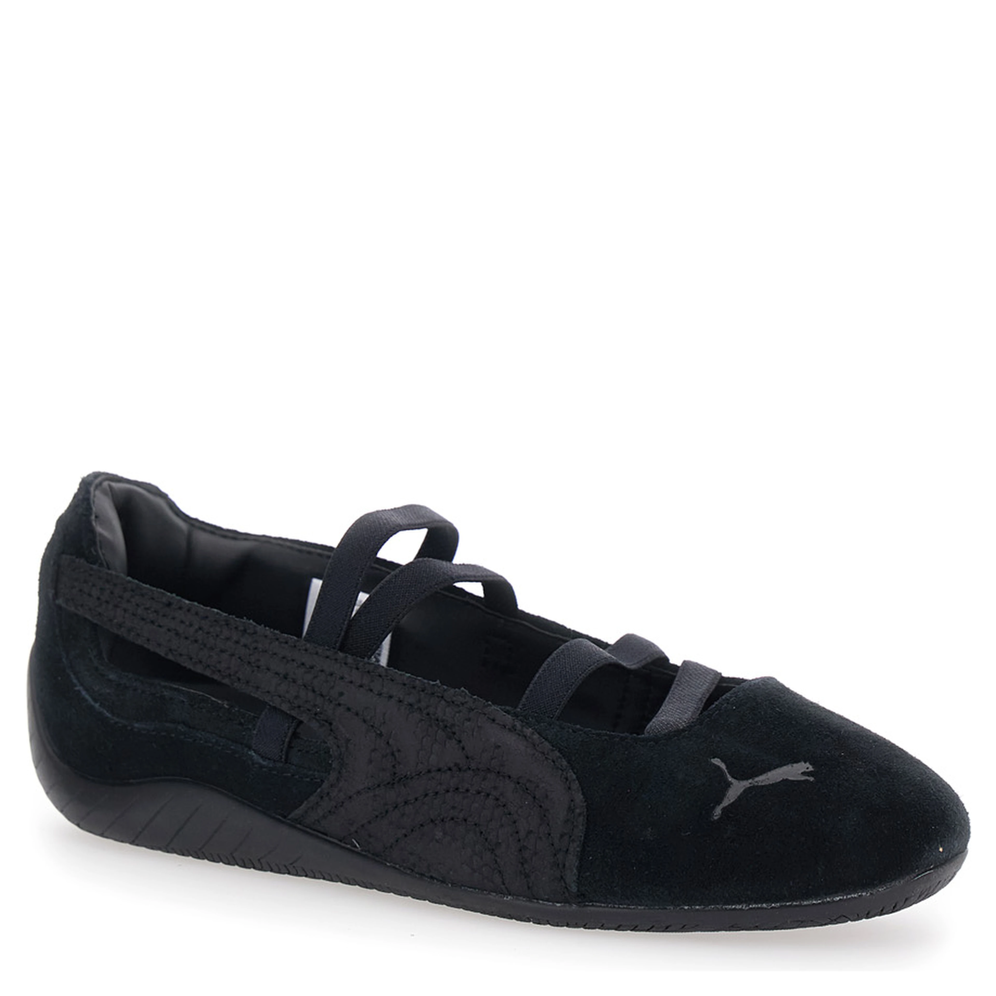 Speedcat Ballet shoes with Snake Skin Effect Print and Leather and Fabric Buckle Closure Black Unisex