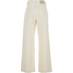 Zarina White Jeans with Belt Loops and Logo Patch on the Back in Denim for Women