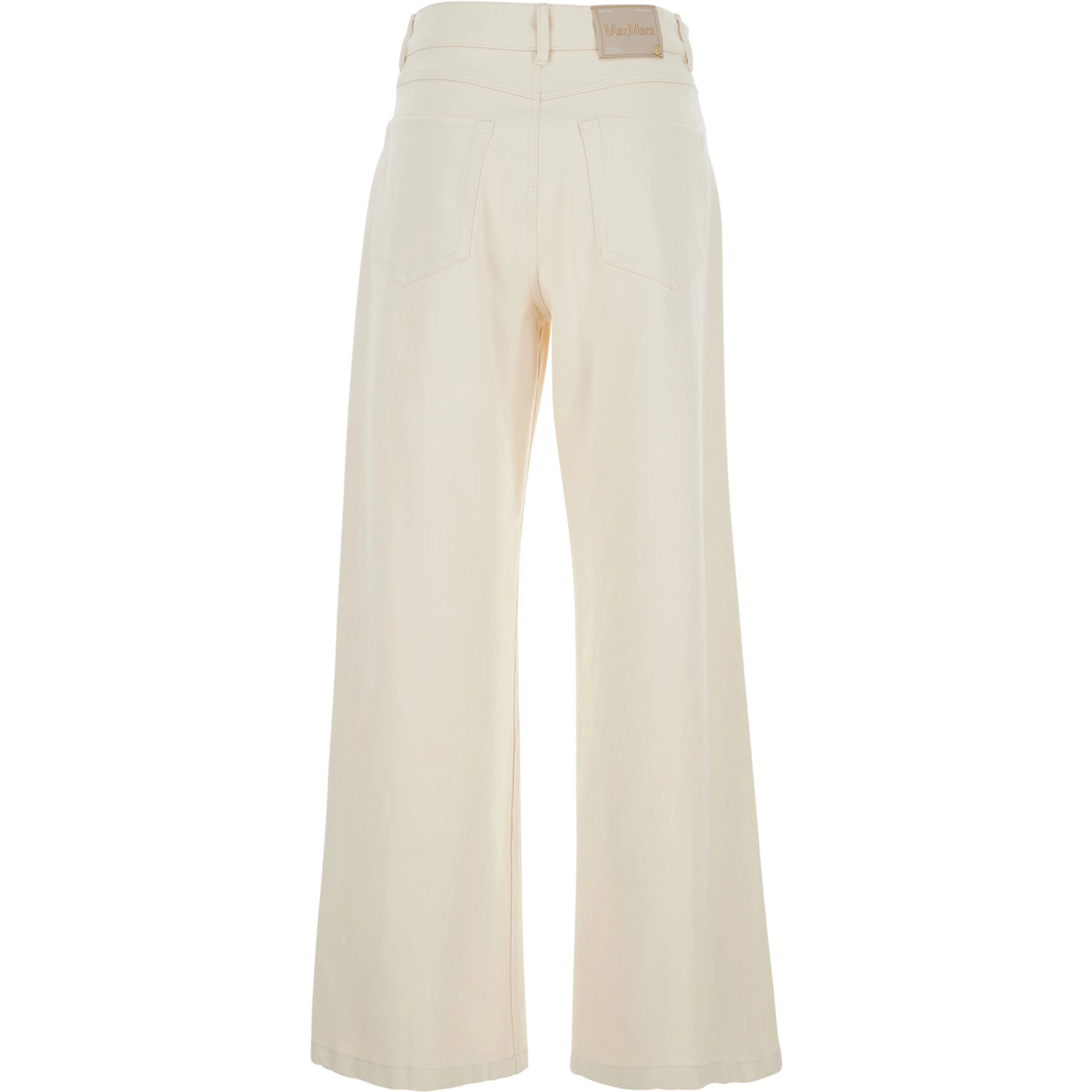 Zarina White Jeans with Belt Loops and Logo Patch on the Back in Denim for Women