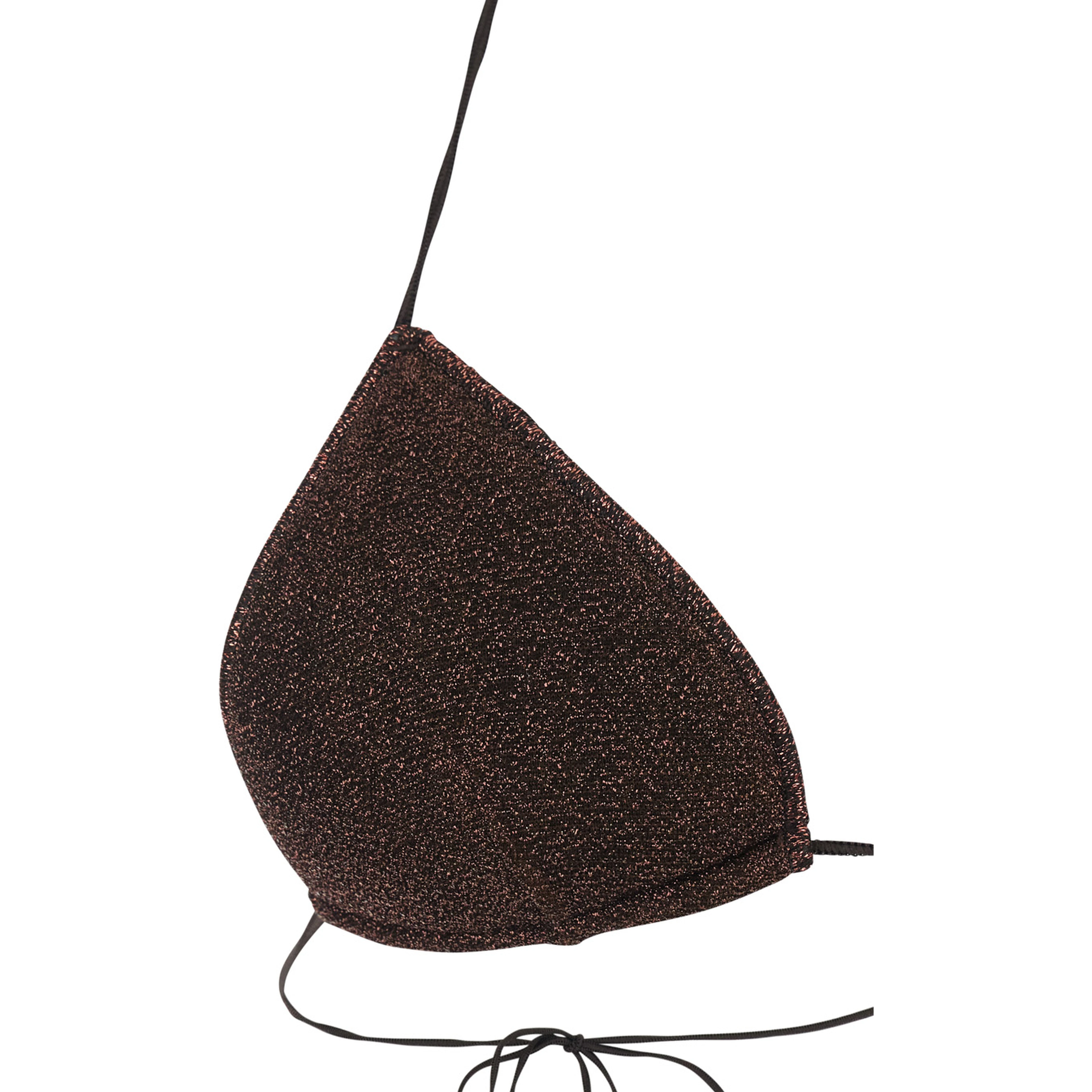Lumiere Brown Bikini with Triangle Top and Drawstring Closure in Tech Fabric for Women