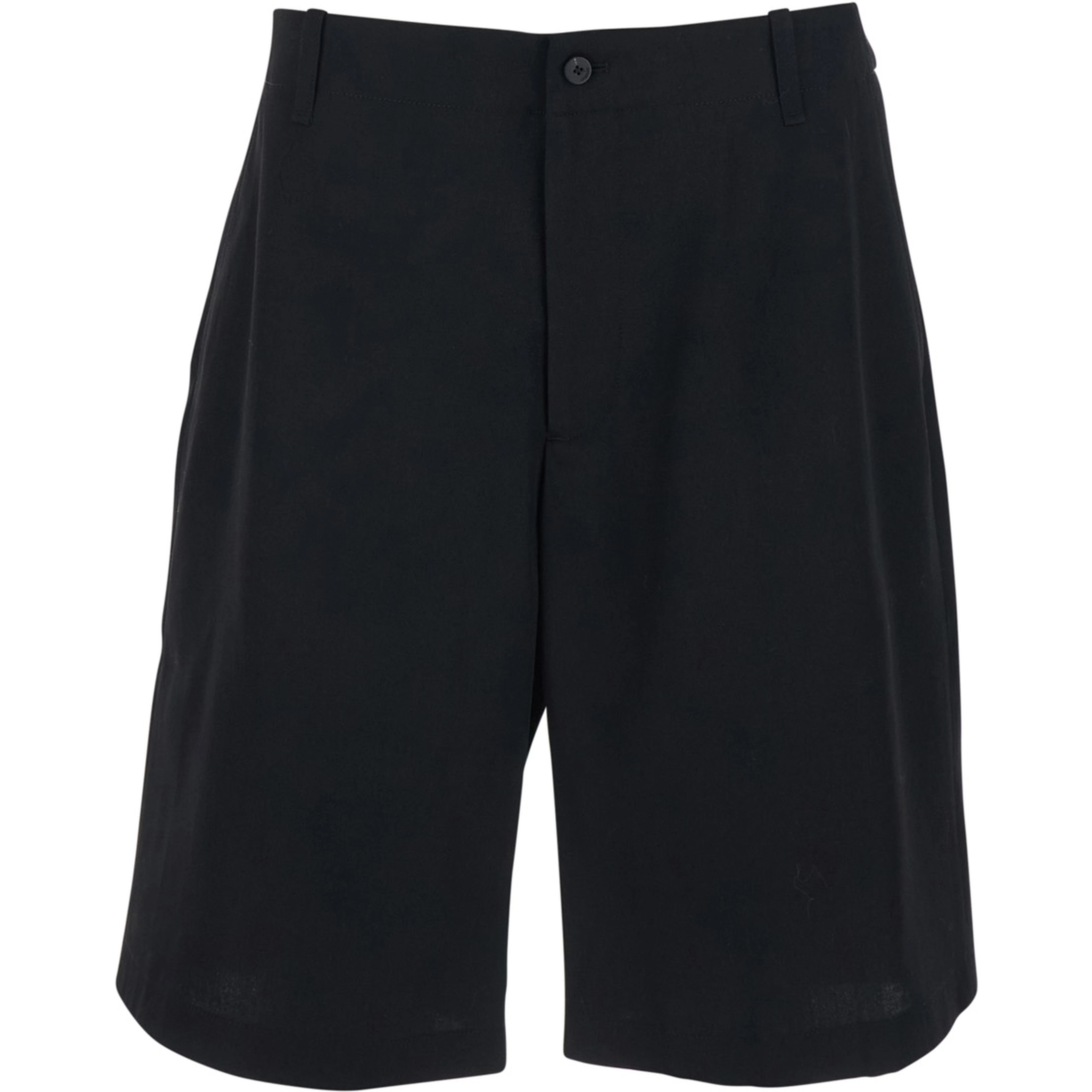 Le Short Camargue Black Bermuda Shorts with Belt Loops and Wide Leg in Wool for Men