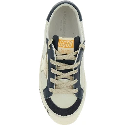May White Sneaker Low Top with Star Patch on the Side and Logo Patch on the Tongue in Leather Boy
