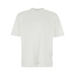 White T-Shirt with Round Neck and Logo on the Front in Cotton Men