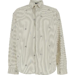 Simon Beige long-sleeved Shirt with Classic Collar and Long Sleeves in Cotton for Men