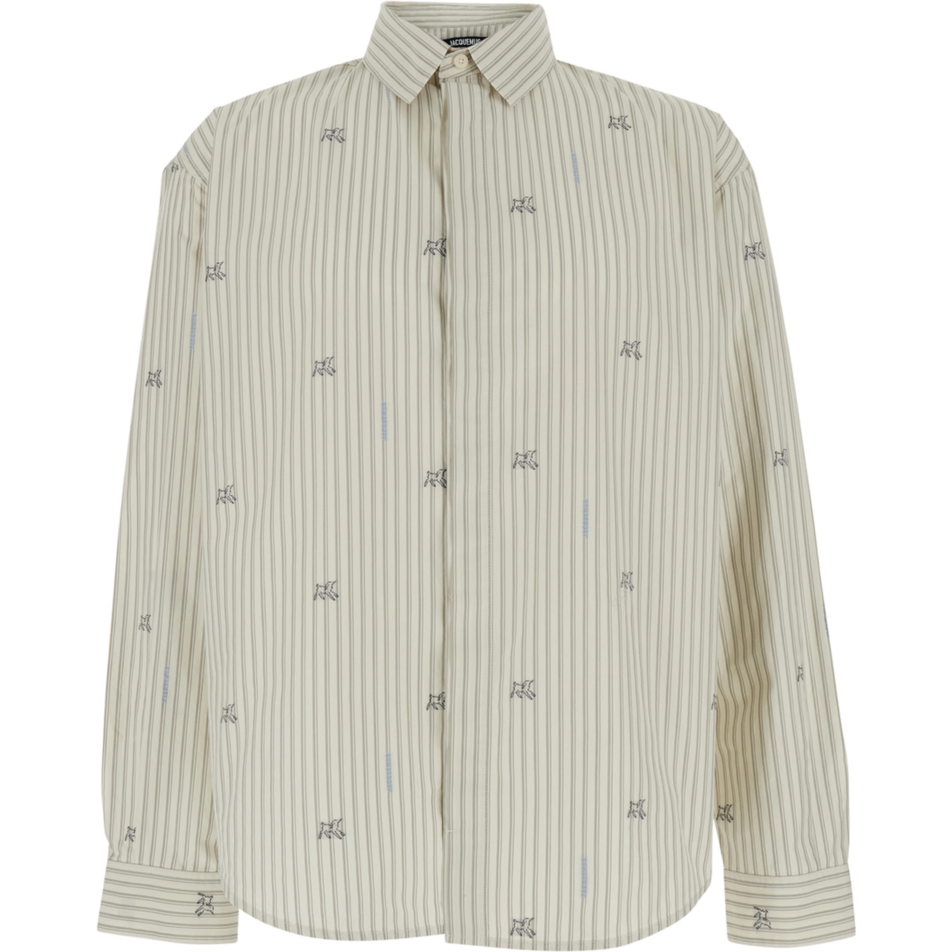 Simon Beige long-sleeved Shirt with Classic Collar and Long Sleeves in Cotton for Men