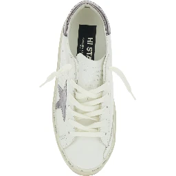 Hi Star White Low Top Sneakers with Star Patch on the Side and Logo Lettering on the Heel in Leather for Women
